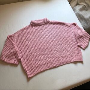 MAISON‎ MARLEY pink 3/4 long puff sleeve boxy oversized pullover sweater